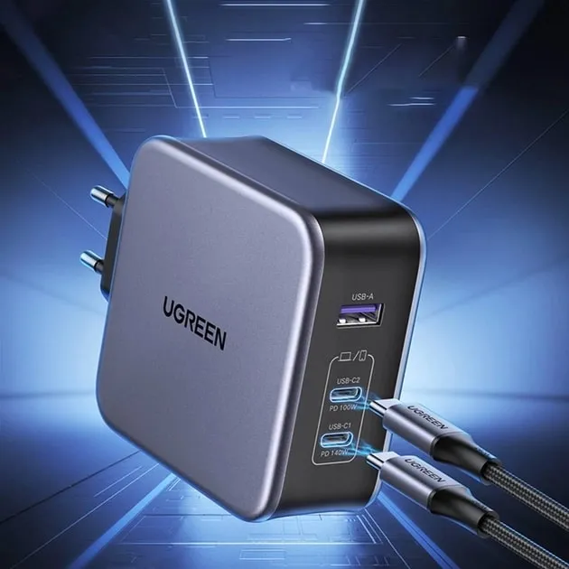 Зарядний пристрій Ugreen CD289 GaN 140W Gray + кабель Type-C 1.5 м (90549) - мініатюра 11