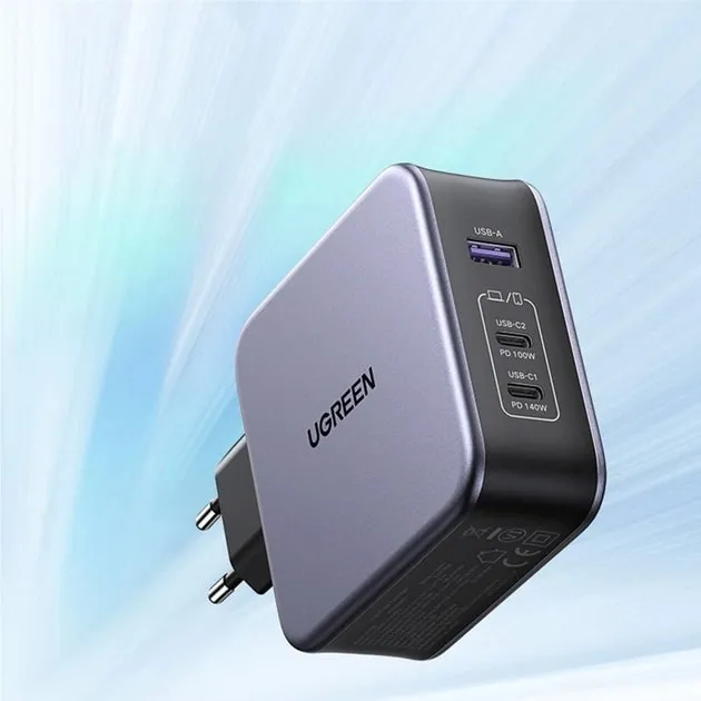 Зарядний пристрій Ugreen CD289 GaN 140W Gray + кабель Type-C 1.5 м (90549) - мініатюра 7