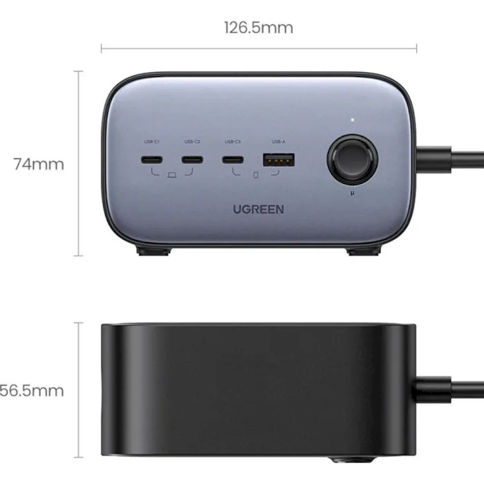 Зарядний пристрій Ugreen DigiNest Pro CD270 GaN 100W Gray (60167) - мініатюра 6
