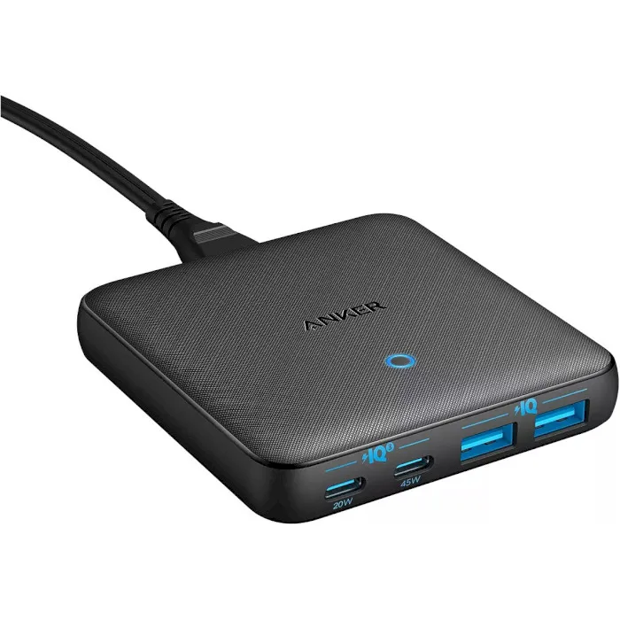 Мережевий зарядний пристрій Anker PowerPort 543 Atom III Slim Black, 45W USB Type-C + 20 W USB (A2046G12) - зображення 1