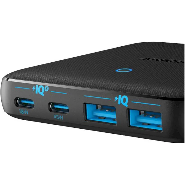 Мережевий зарядний пристрій Anker PowerPort 543 Atom III Slim Black, 45W USB Type-C + 20 W USB (A2046G12) - мініатюра 2