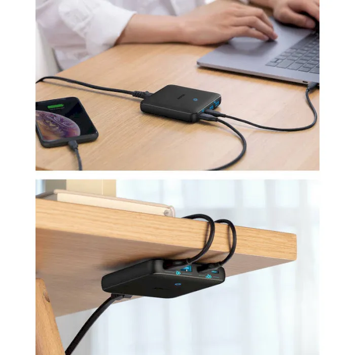 Мережевий зарядний пристрій Anker PowerPort 543 Atom III Slim Black, 45W USB Type-C + 20 W USB (A2046G12) - мініатюра 5