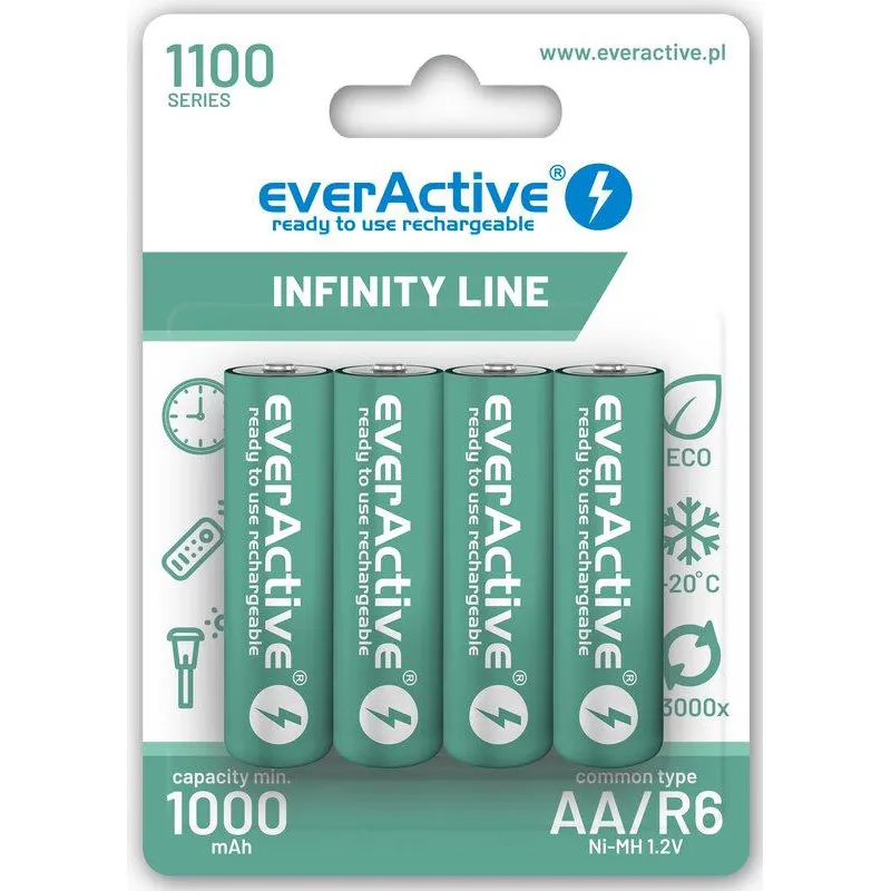 Акумулятор everActive AA/HR06 Ni-MH 1100mAh BL 4шт - мініатюра 3