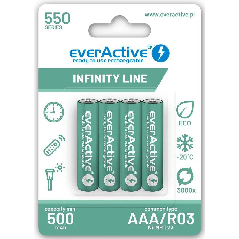 Акумулятор everActive AAA/HR03 Ni-MH 550mAh BL 4шт - мініатюра 3