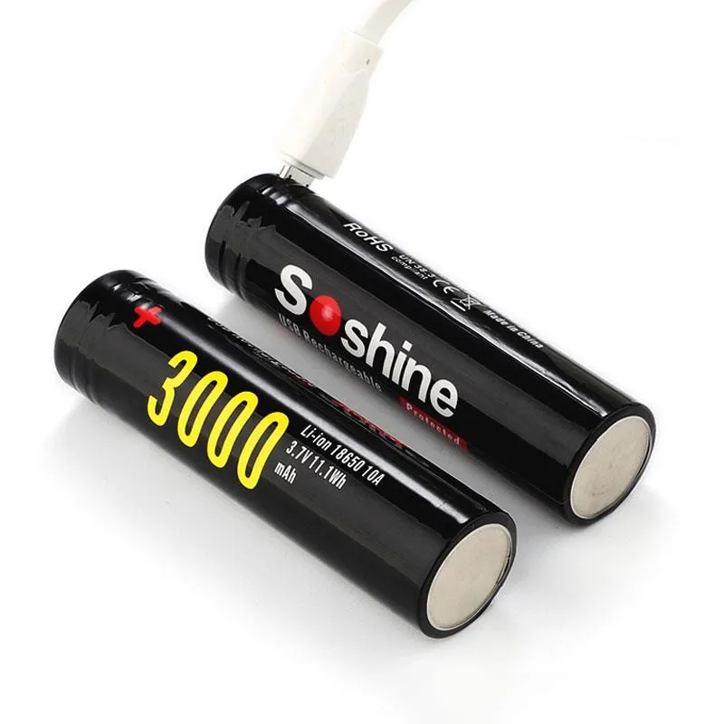 Акумулятор Soshine 18650 Li-Ion microUSB 3000mAh 1шт - мініатюра 2