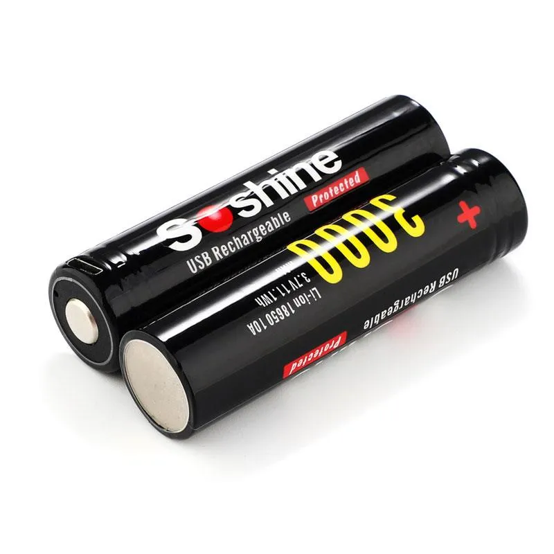 Акумулятор Soshine 18650 Li-Ion microUSB 3000mAh 1шт - мініатюра 3