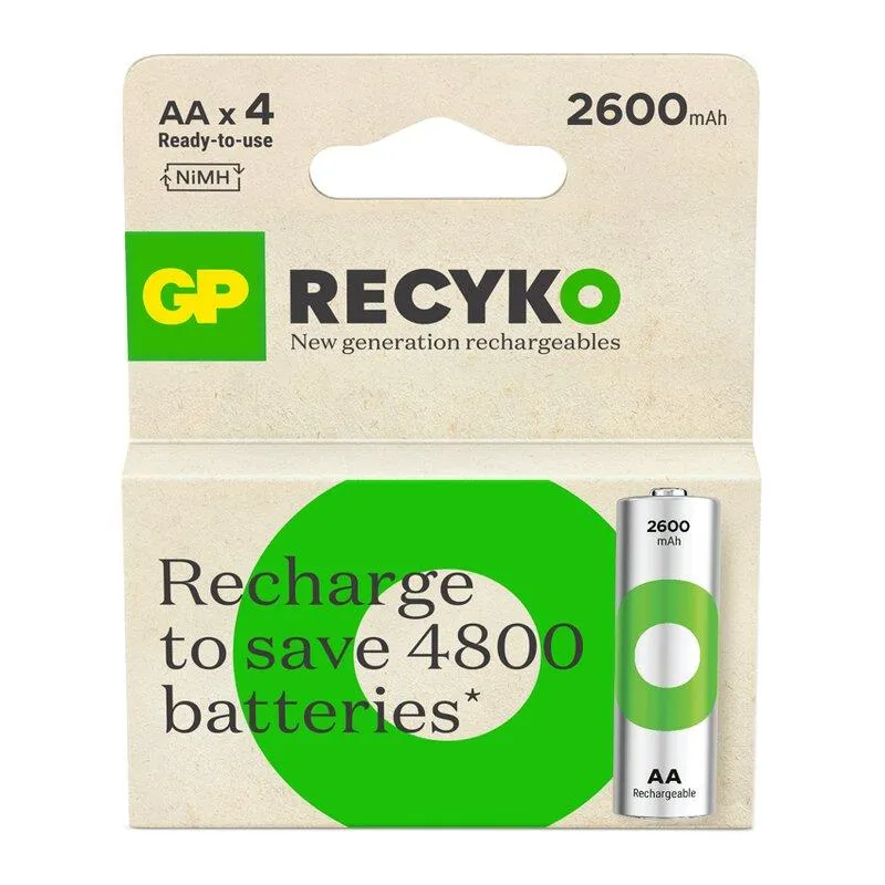 Акумулятори GP Recyko 2600 AA/HR06 NI-MH 2600 mAh BL 4 шт - мініатюра 2