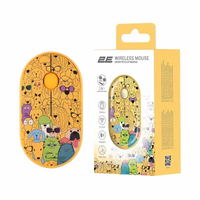Миша 2E MF300 PETS:CATS&amp;DOGS Silent WL BT, жовтий - мініатюра 7