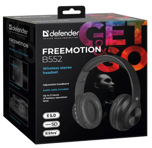 Bluetooth-гарнітура Defender FreeMotion B552 Black (63552) - мініатюра 2
