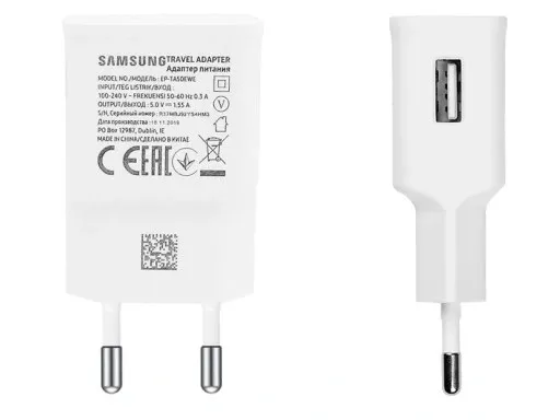 Мережевий зарядний пристрій Samsung (1USB, 1.55А) White (EP-TA50EWE) OEM - зображення 1