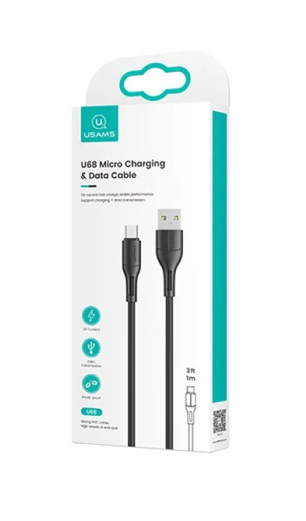 Кабель Usams US-SJ502 USB - Micro USB (M/M), 1 м, Black (SJ502USB01)