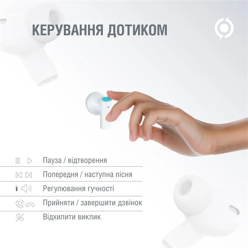 Bluetooth-гарнiтура Piko TWS-HalfMoon White (1283126583391) - мініатюра 2