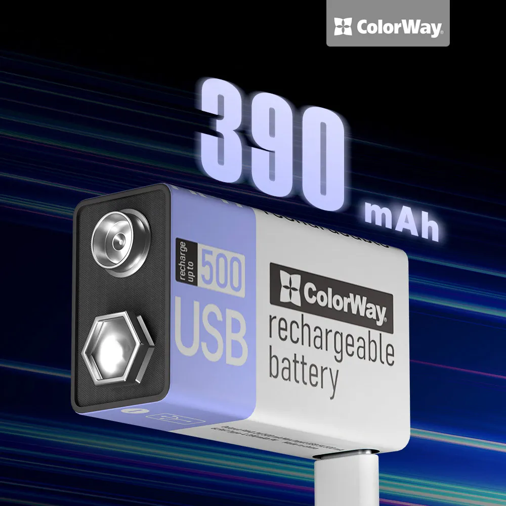 Акумулятор USB-C ColorWay (CW-UB9V-06) Крона Li-Pol 390 mAh BL - мініатюра 5