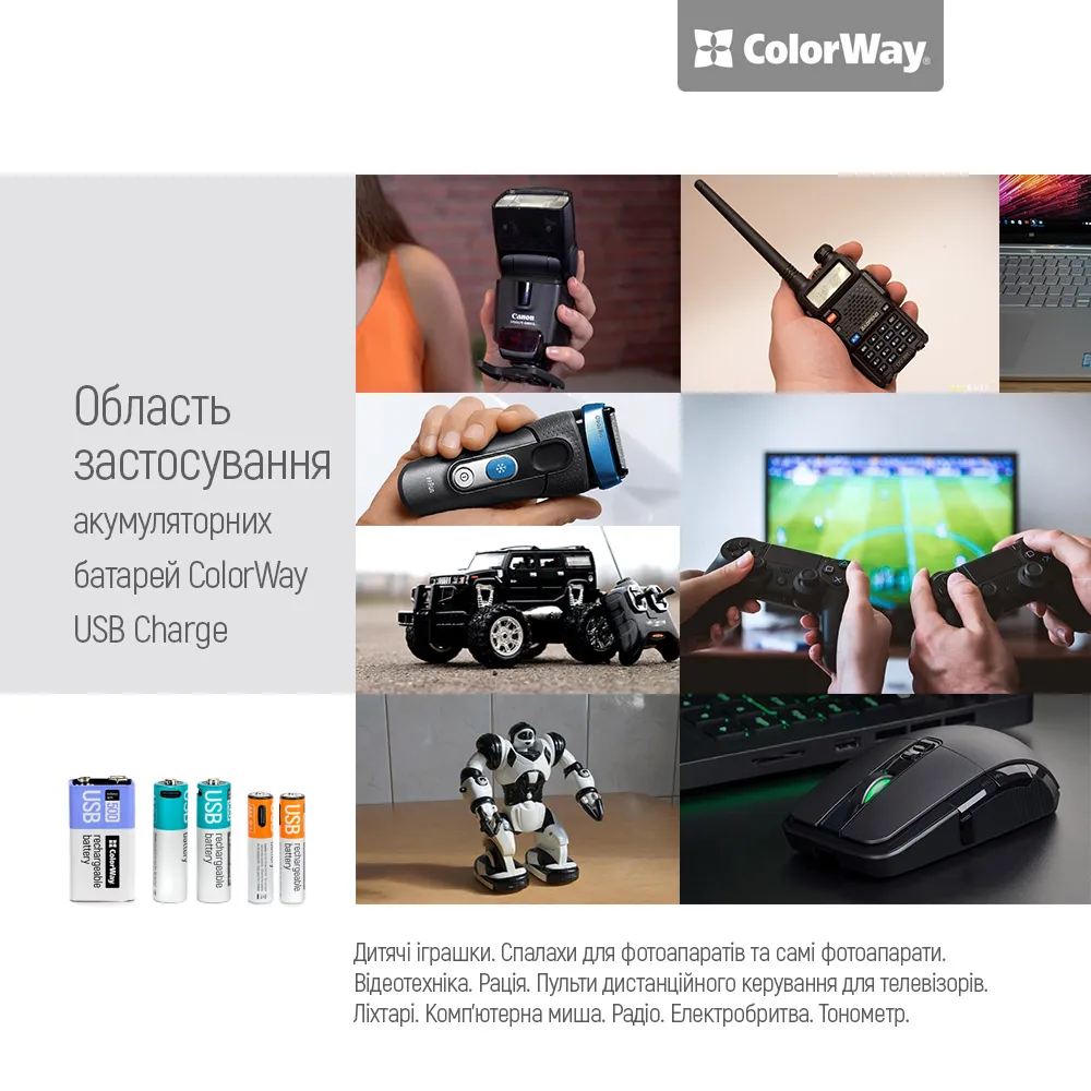 Акумулятор USB-C ColorWay (CW-UB9V-06) Крона Li-Pol 390 mAh BL - мініатюра 9