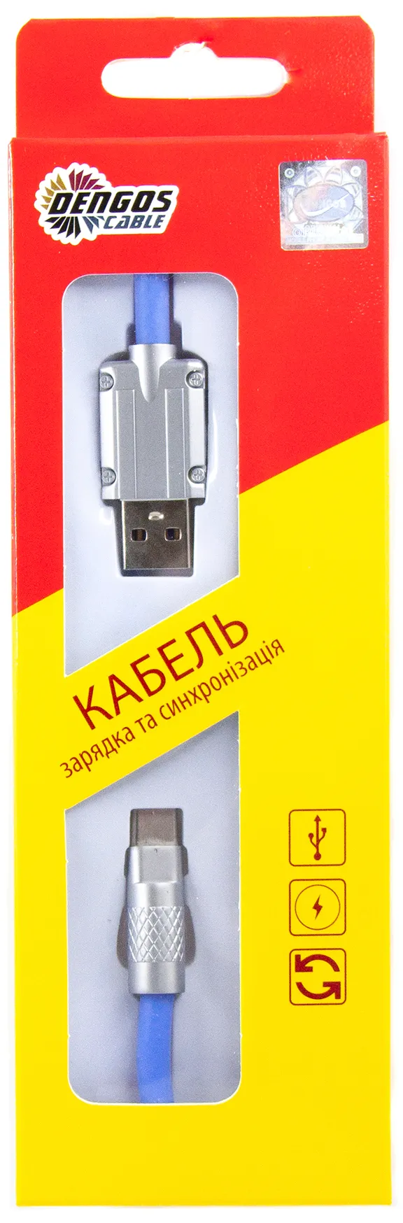 Кабель Dengos USB - USB Type-C (M/M) 1 м Blue (PLS-TC-NS-BLUE) - мініатюра 2