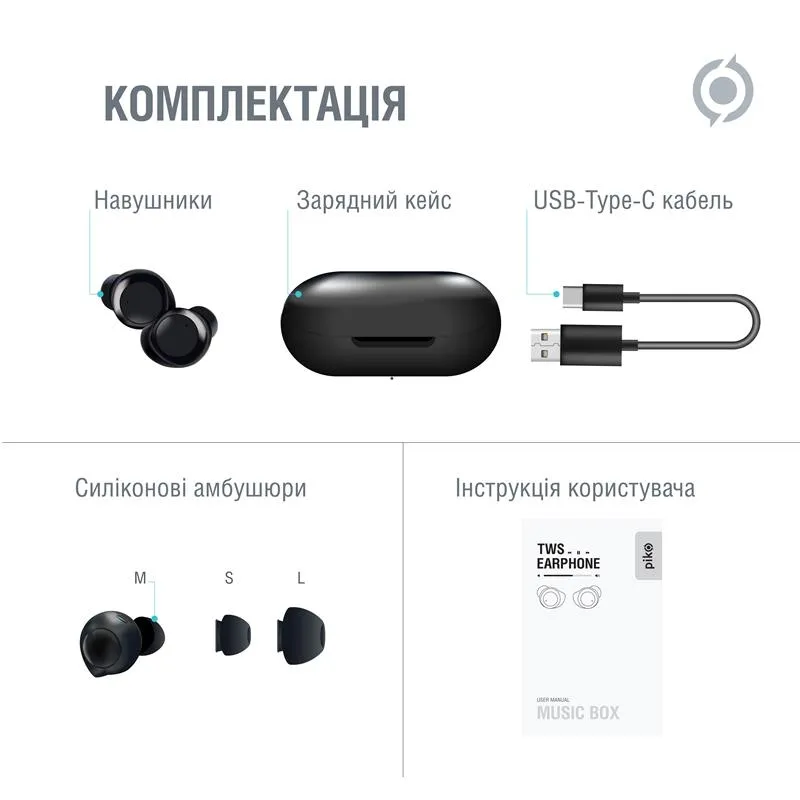 Bluetooth-гарнiтура Piko TWS-MusicBox Black (1283126583414) - мініатюра 7