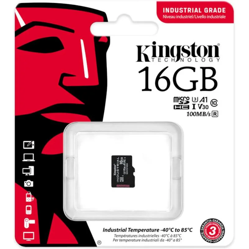 Карта пам`ятi MicroSDHC 16GB UHS-I/U3 Class 10 Kingston Industrial (SDCIT2/16GBSP) - мініатюра 3