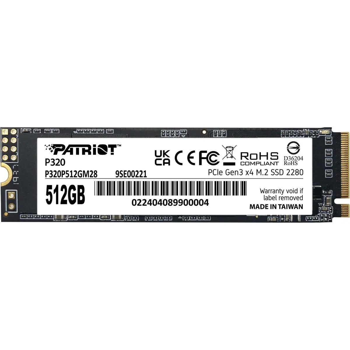 Накопичувач SSD  512GB Patriot P320 M.2 2280 PCIe 3.0 x4 NVMe 3D NAND (P320P512GM28) - зображення 1