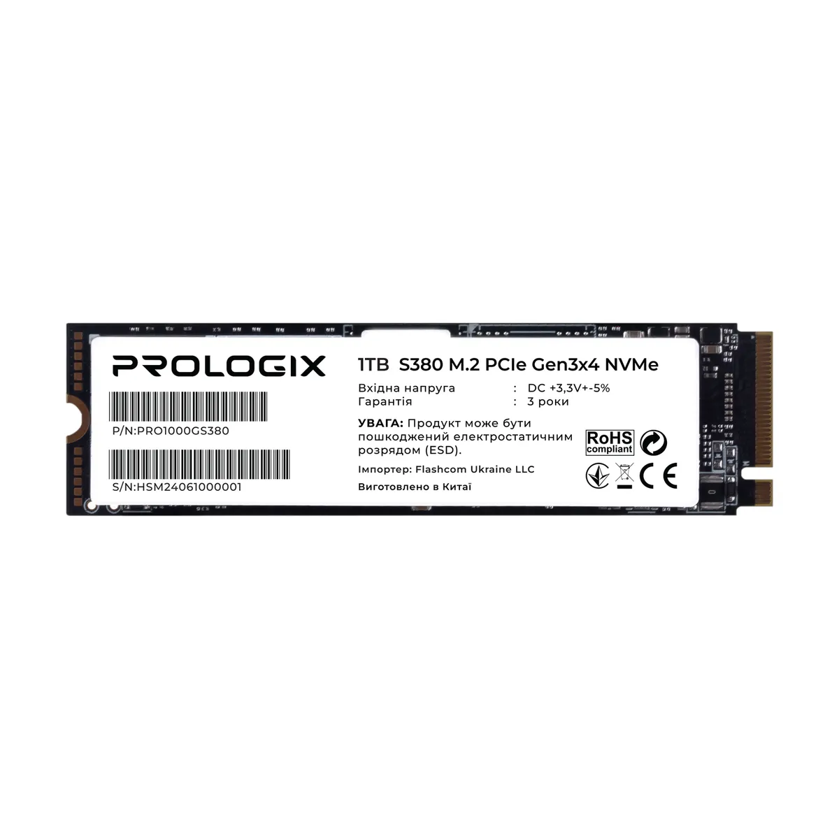 Накопичувач SSD 1TB Prologix S380 M.2 2280 PCIe 3.0 x4 NVMe 3D TLC (PRO1000GS380) - зображення 1