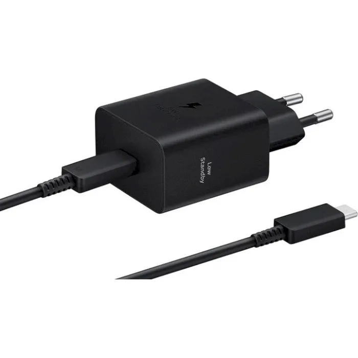 Мережевий зарядний пристрій Samsung EP-T4511XBEGEU Black, 45W + кабель USB Type-C - зображення 1