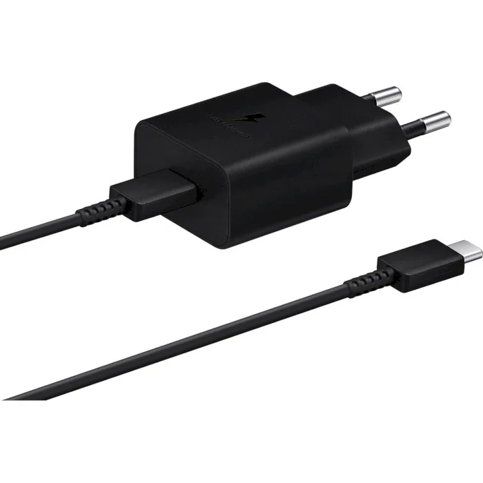 Мережевий зарядний пристрій Samsung EP-T1510X Black, 1хUSB Type-C, 15W + кабель USB Type-C (EP-T1510XBEGEU) - зображення 1