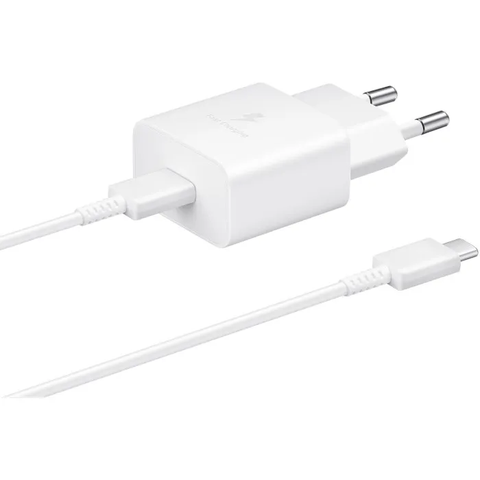 Мережевий зарядний пристрій Samsung EP-T1510X White, 1хUSB Type-C, 15W + кабель USB Type-C (EP-T1510XWEGEU) - зображення 1