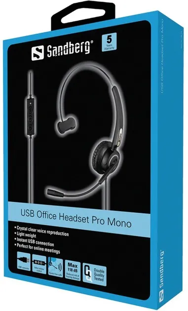 Гарнітура Sandberg USB Office Headset Pro Mono Black (126-14) - мініатюра 3