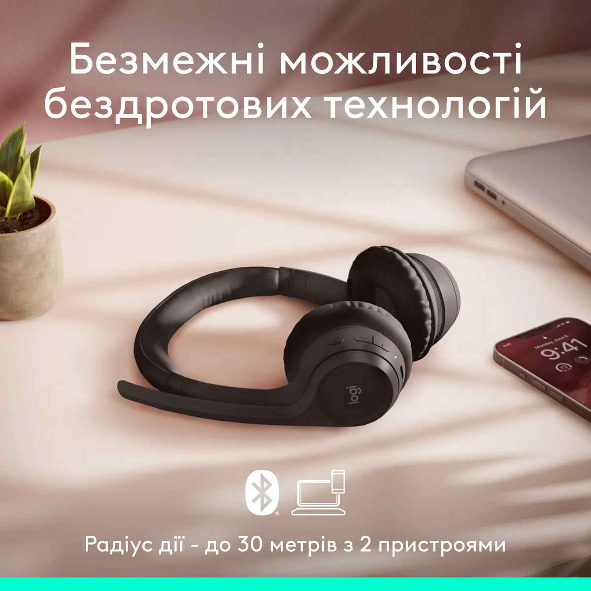 Bluetooth-гарнітура Logitech Zone 300 Wireless Black (981-001407) - мініатюра 4