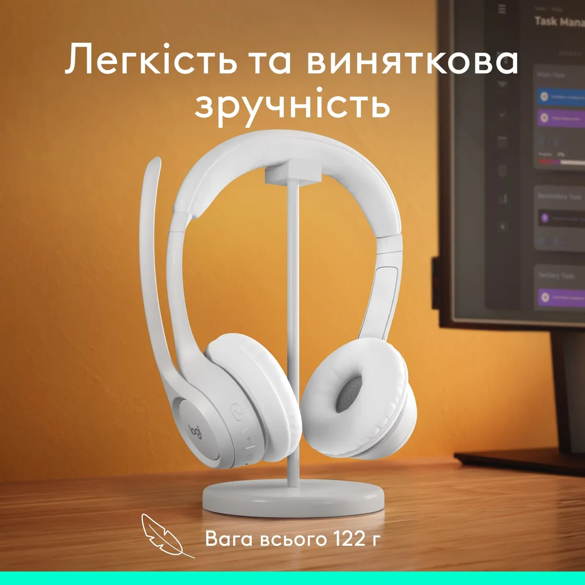 Bluetooth-гарнітура Logitech Zone 300 Wireless Off-White (981-001417) - мініатюра 15