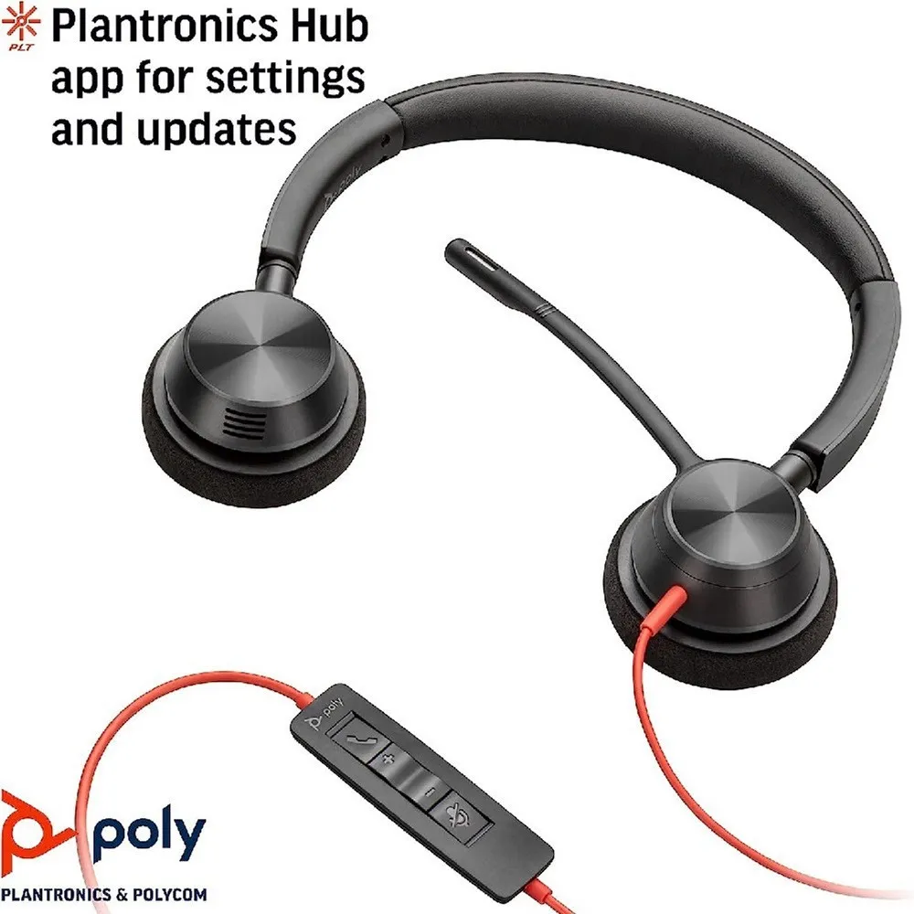 Гарнітура Poly стерео On-ear Poly Blackwire 3320-M Black (8X220AA) - мініатюра 5