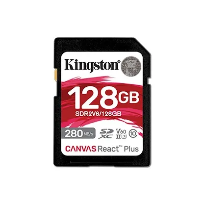 Карта пам`яті SDHC 128GB UHS-II/U3 Class 10 Kingston Canvas React Plus V60 SD R280/W100MB/s (SDR2V6/128GB) - зображення 1