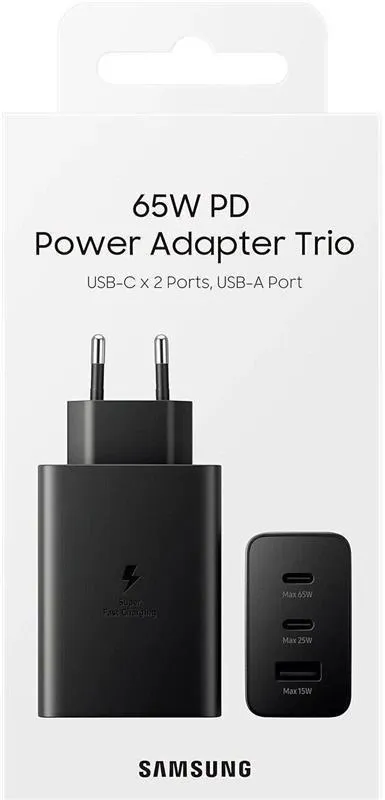 Мережевий зарядний пристрій Samsung Trio 65W Black (EP-T6530NBEGEU) - мініатюра 7