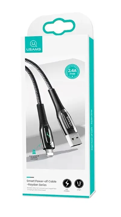 Кабель Usams US-SJ469 USB - Lightning (M/M), 1.2 м, Black (SJ469USB01) - зображення 1