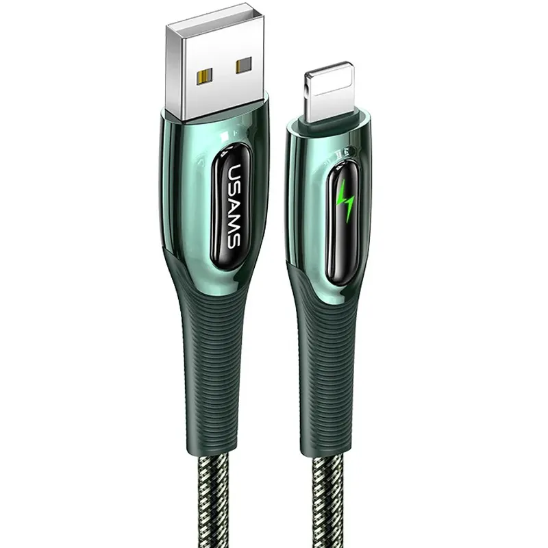 Кабель Usams US-SJ469 USB - Lightning (M/M), 1.2 м, Dark Green (SJ469USB02) - зображення 1