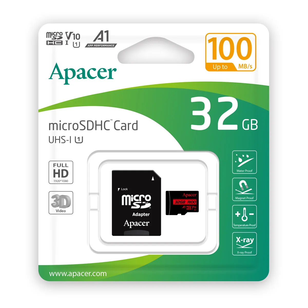 Карта пам`ятi MicroSDHC 32GB UHS-I Class 10 Apacer + SD adapter (AP32GMCSH10UB-R) - мініатюра 2