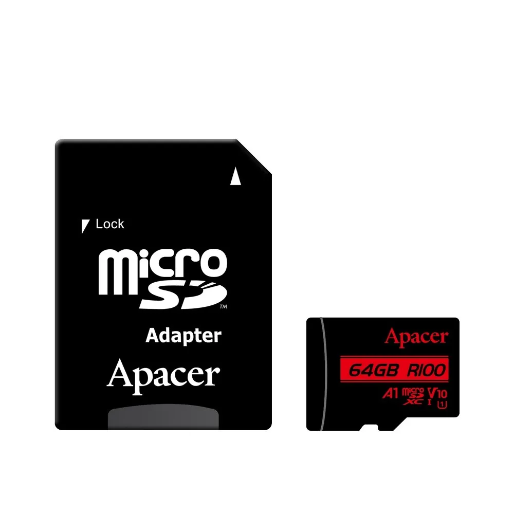 Карта пам`ятi MicroSDHC 64GB UHS-I Class 10 Apacer + SD adapter (AP64GMCSX10UB-R) - зображення 1