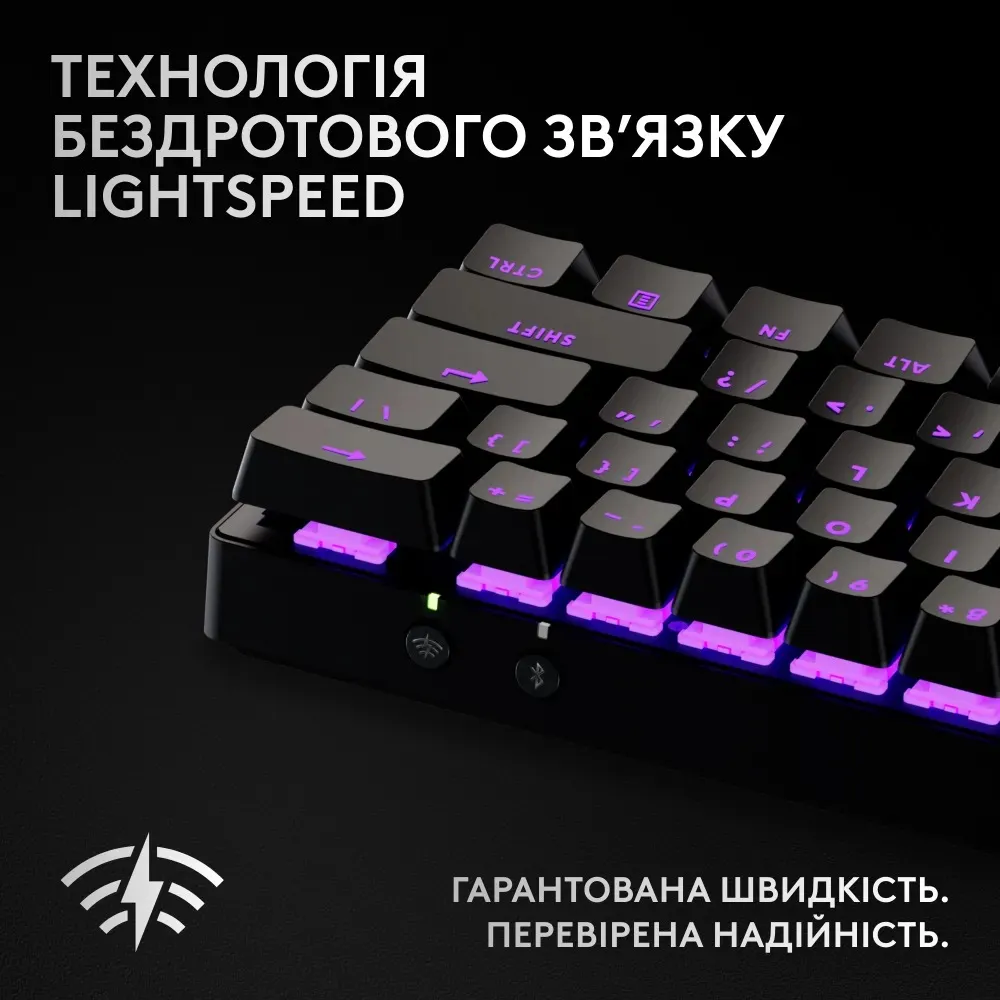 Клавiатура бездротова Logitech G PRO X 60 TKL GX Optical Black Tactile (920-011911) - мініатюра 7