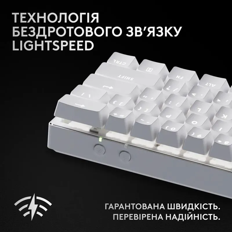 Клавiатура бездротова Logitech G PRO X 60 TKL GX Optical Tactile White (920-011930) - мініатюра 3