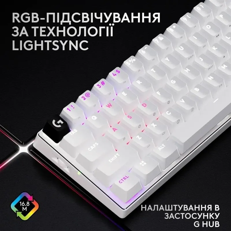 Клавiатура бездротова Logitech G PRO X 60 TKL GX Optical Tactile White (920-011930) - мініатюра 8