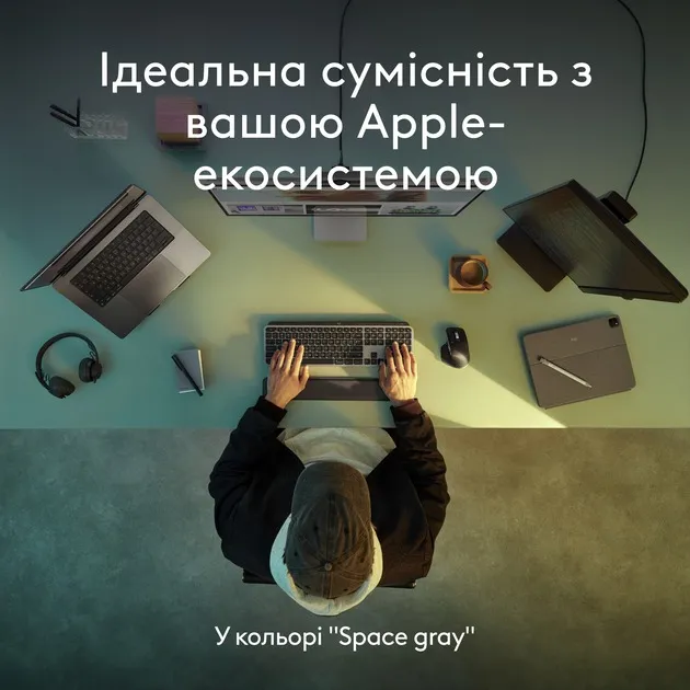 Клавiатура бездротова Logitech MX Keys S for Mac Space Grey (920-011637) - мініатюра 10