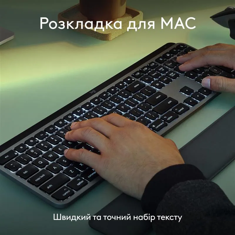 Клавiатура бездротова Logitech MX Keys S for Mac Space Grey (920-011637) - мініатюра 7