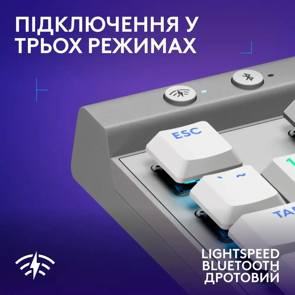 Клавiатура бездротова Logitech G515 Lightspeed TKL White (920-012539) - мініатюра 5