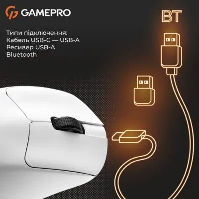 Мишка GamePro Genesis  Avenger Wireless/Bluetooth/USB-C White (GM096W) - мініатюра 6