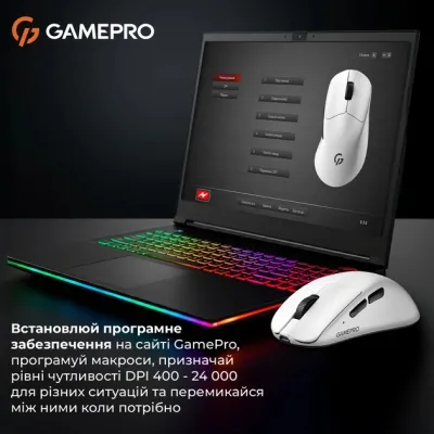Мишка GamePro Genesis  Avenger Wireless/Bluetooth/USB-C White (GM096W) - мініатюра 9