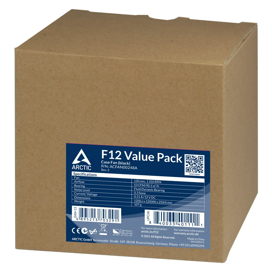 Вентилятор Arctic F12 Black - 5 Pack (ACFAN00248A) - мініатюра 5