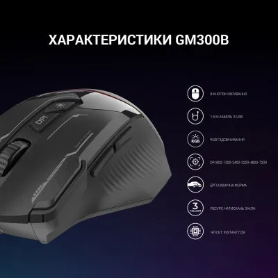 Мишка GamePro GM300B USB Black (GM300B) - мініатюра 3