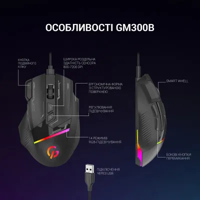 Мишка GamePro GM300B USB Black (GM300B) - мініатюра 9
