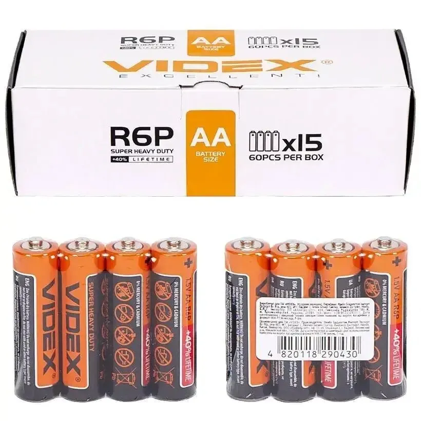 Батарейка Videx AA/R6P 60шт - зображення 1
