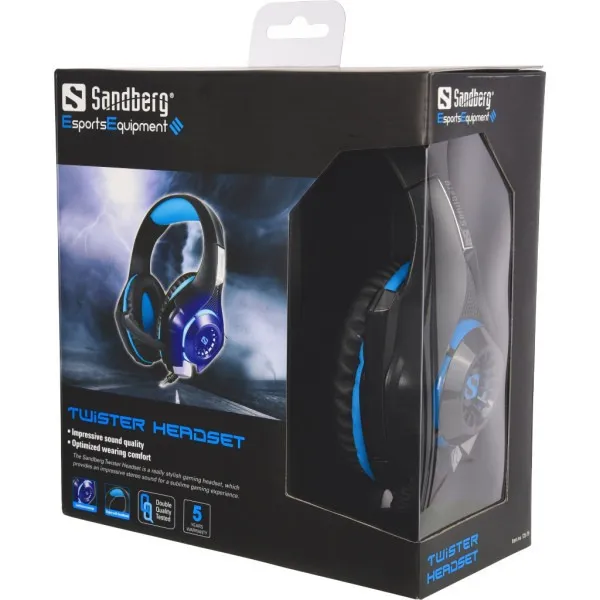 Гарнітура Sandberg Twister Headset Led Black/Blue (125-79) - мініатюра 2