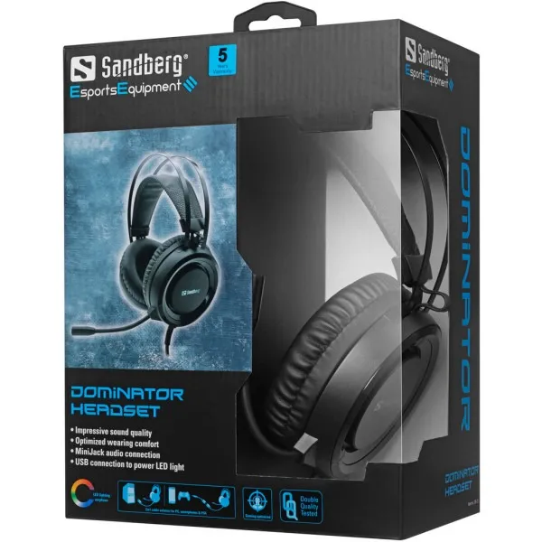 Гарнітура Sandberg Dominator Headset RGB Black (126-22) - мініатюра 5